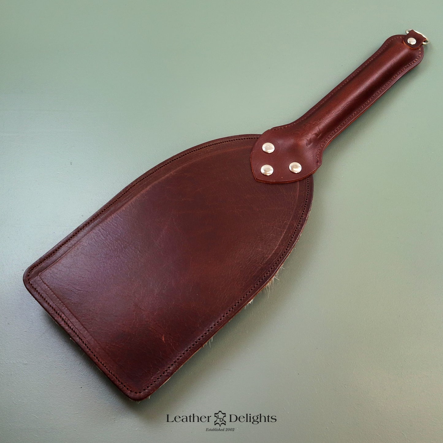 Brown Leather & Reindeer Hair on Hide Paddle