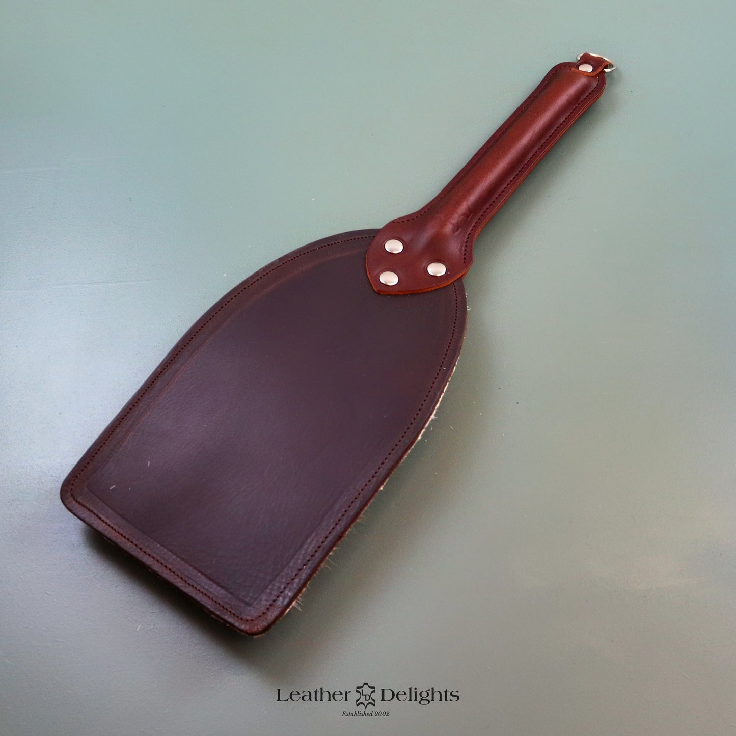 Brown Leather & Reindeer Hair on Hide Paddle
