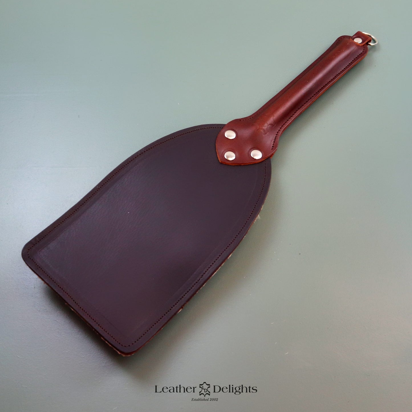 Brown Leather & Reindeer Hair on Hide Paddle