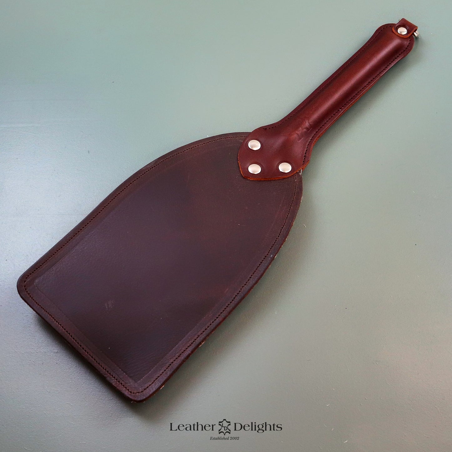 Brown Leather & Reindeer Hair on Hide Paddle