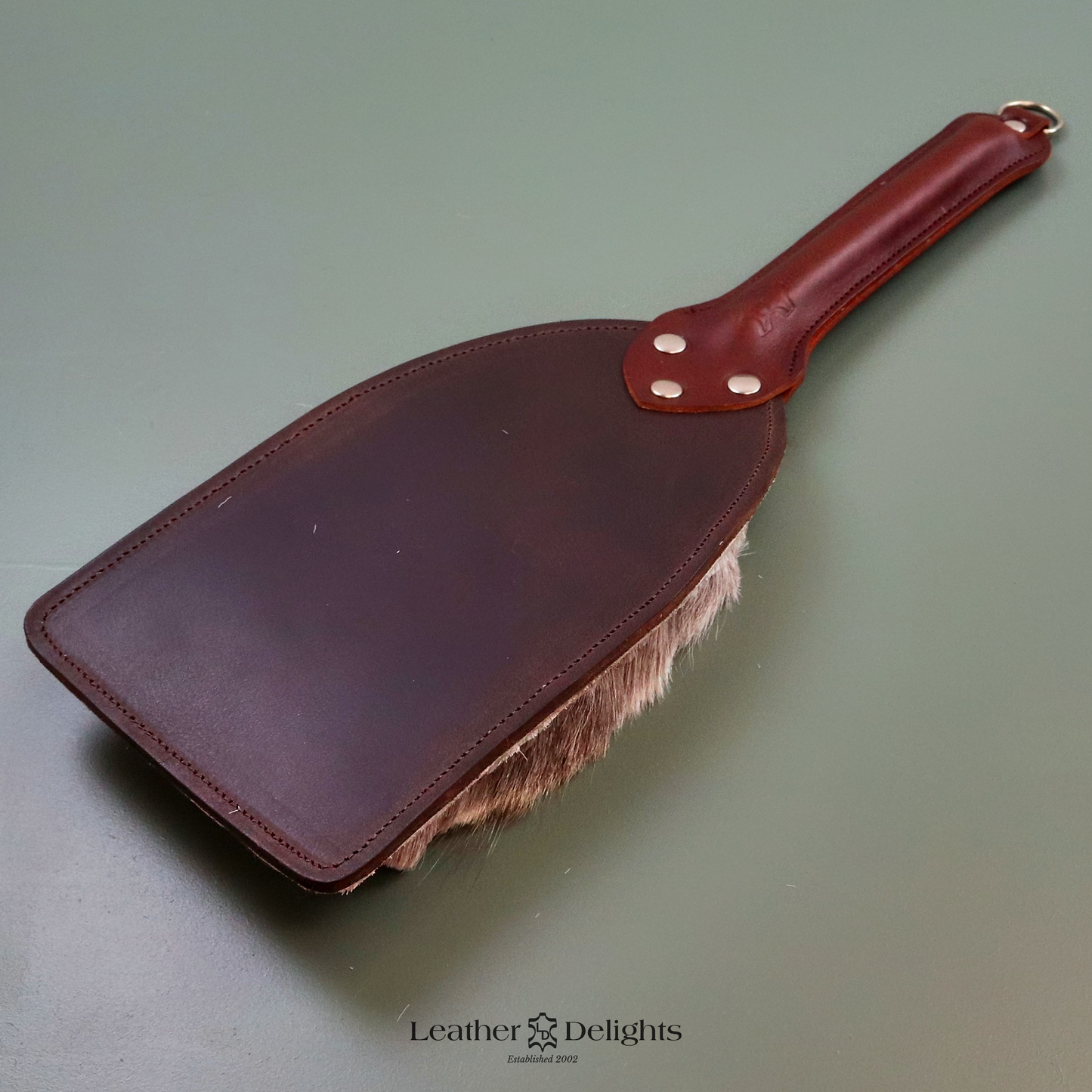 Brown Leather & Reindeer Hair on Hide Paddle
