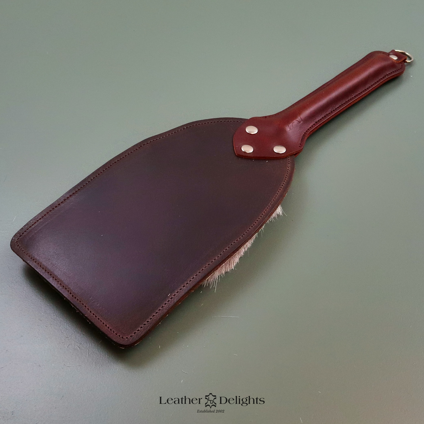 Brown Leather & Reindeer Hair on Hide Paddle