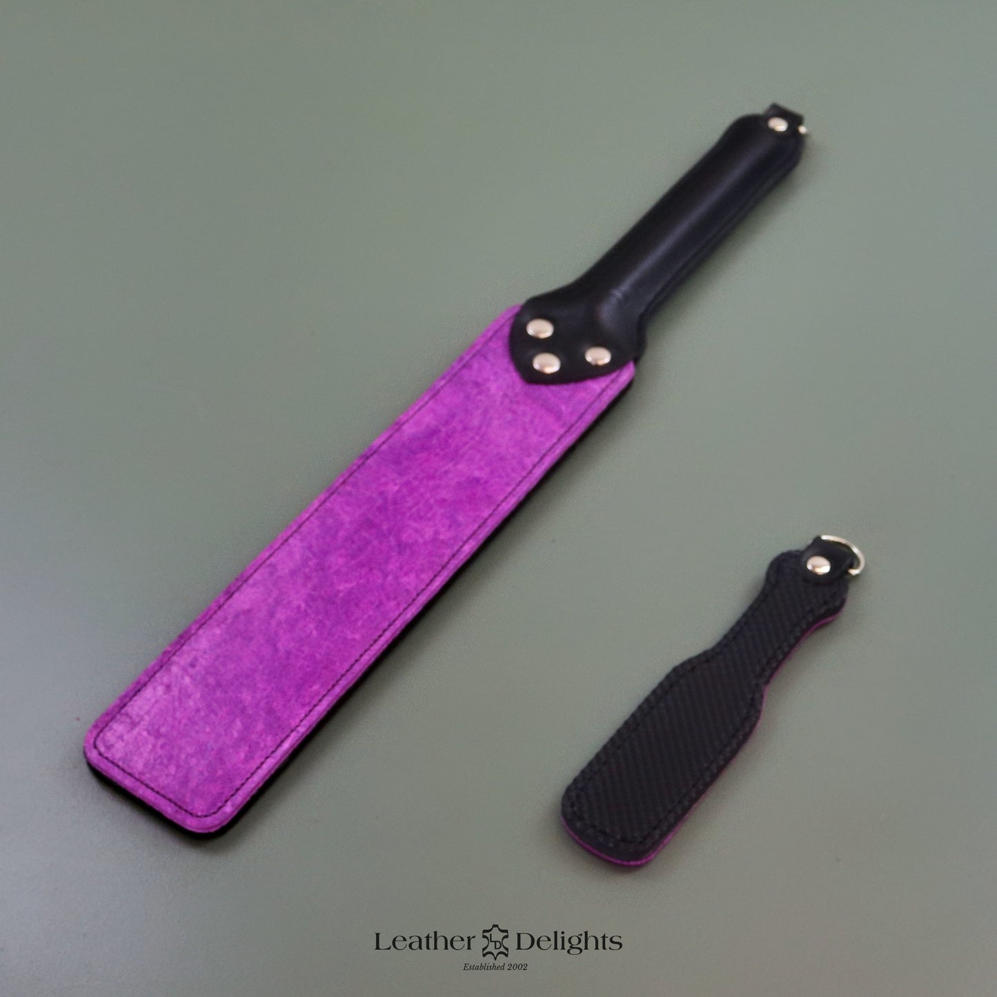 Punishment Paddle - Textured Purple Leather & Dimpled Rubber