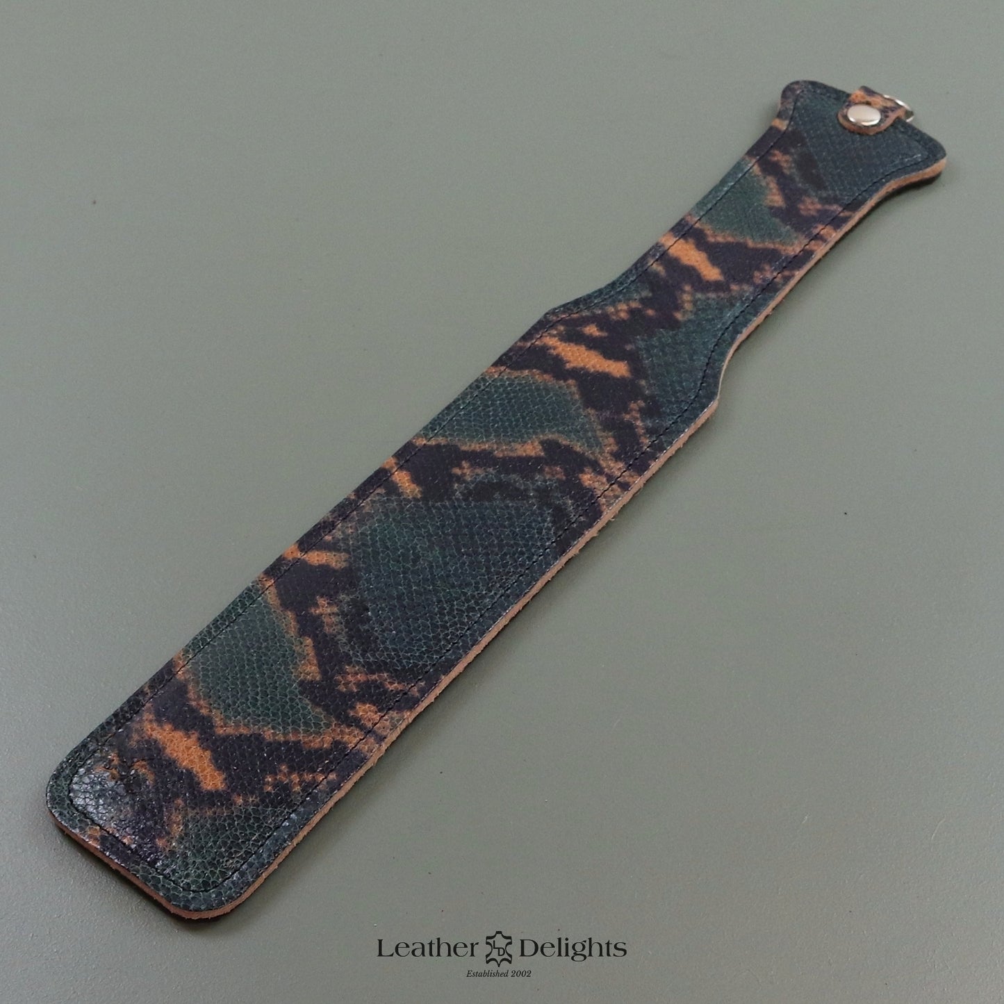 Justice Paddle - Snake Print Leather & Pyramid Rubber