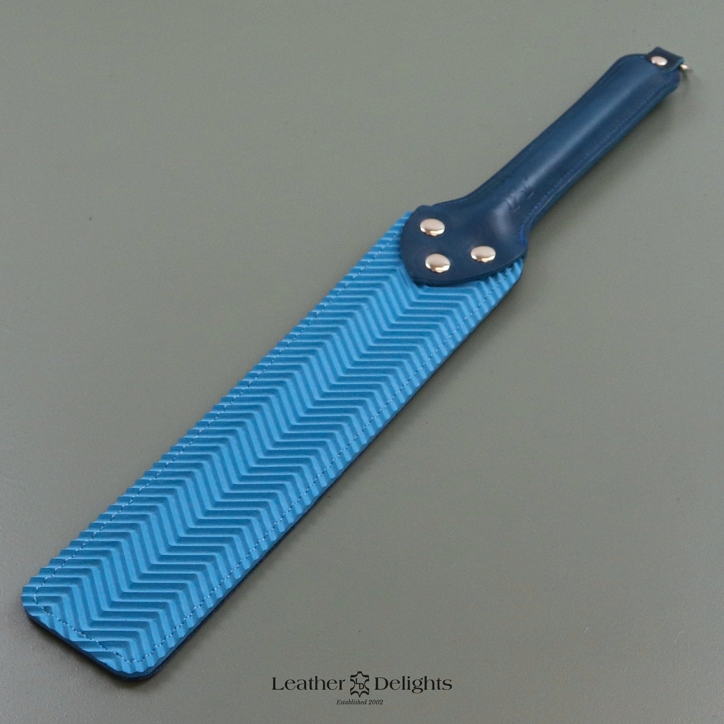Punishment Paddle - Midnight Blue Leather & Blue Ripple Rubber