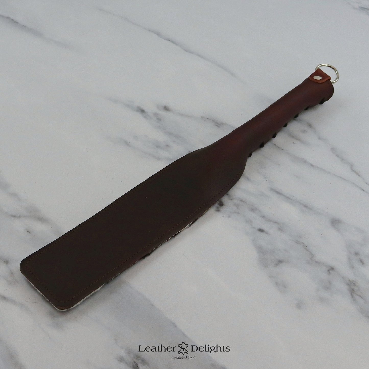 Double Cheek Slapper - Animal Print Sheepskin & Brown Buffalo Leather