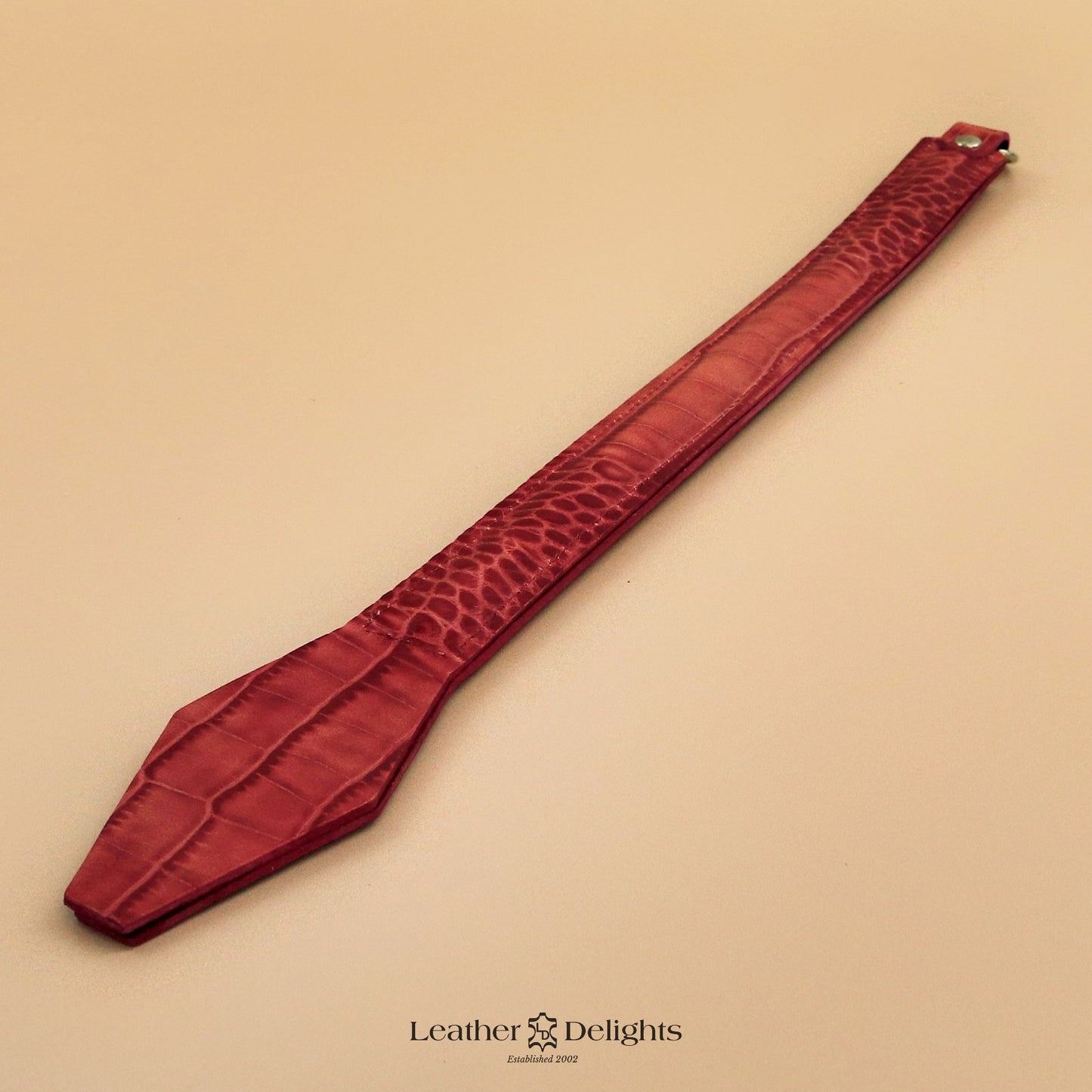 Short Leather Crop - Red Crocodile Print Leather