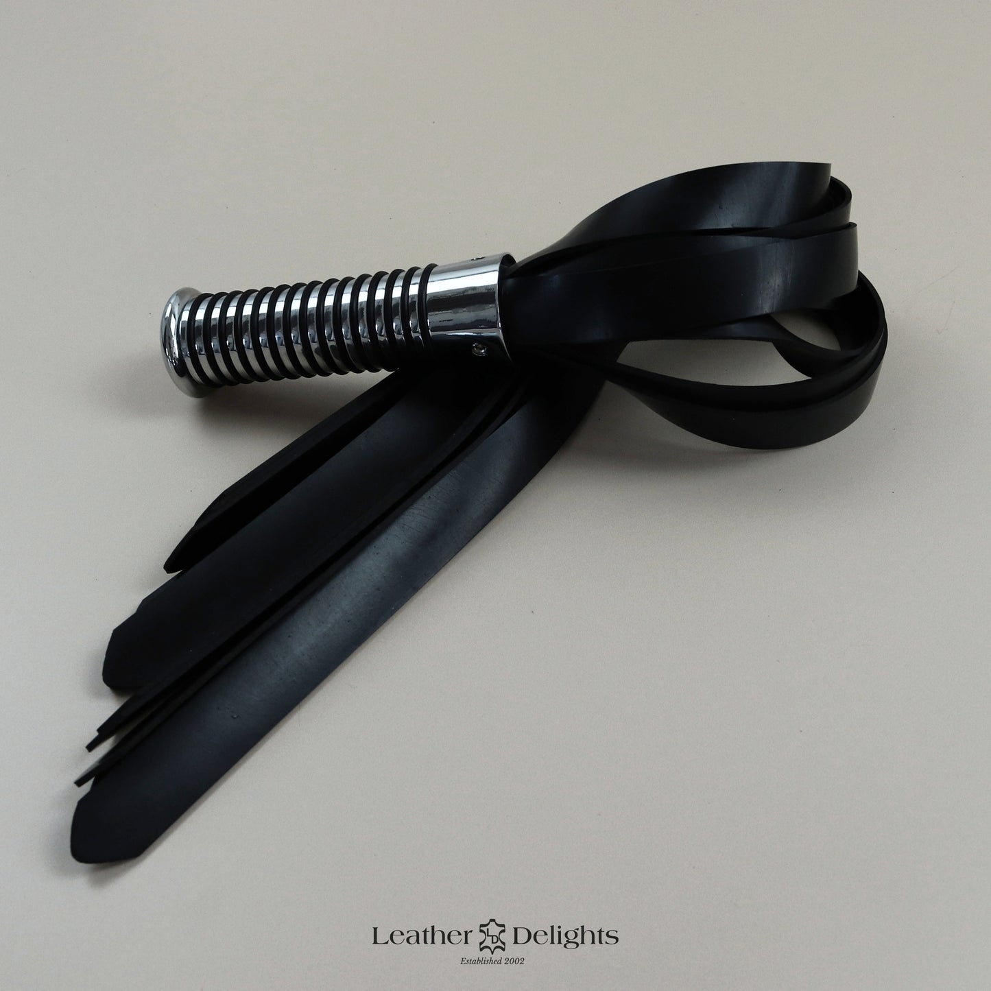 Rubber Flogger with Silver Handle