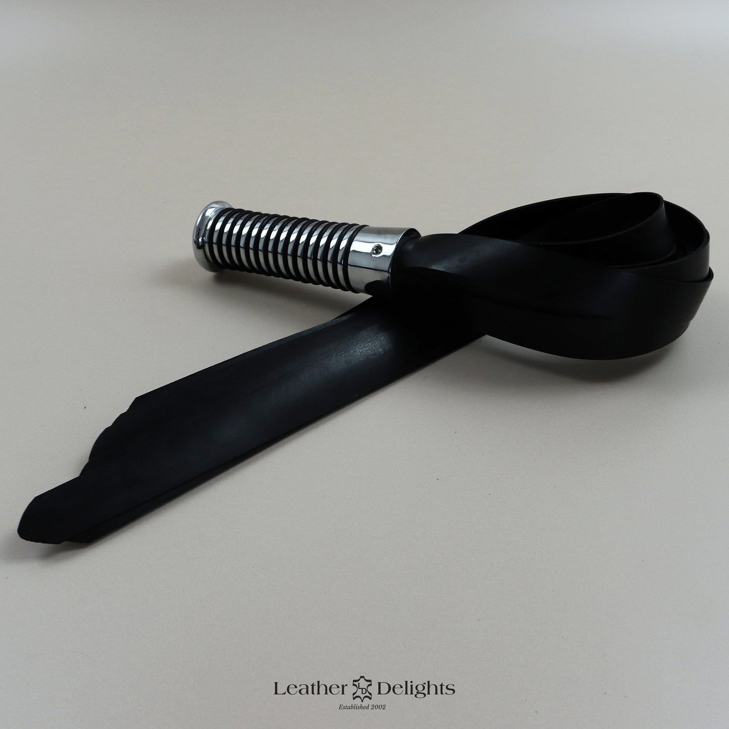 Rubber Flogger with Silver Handle