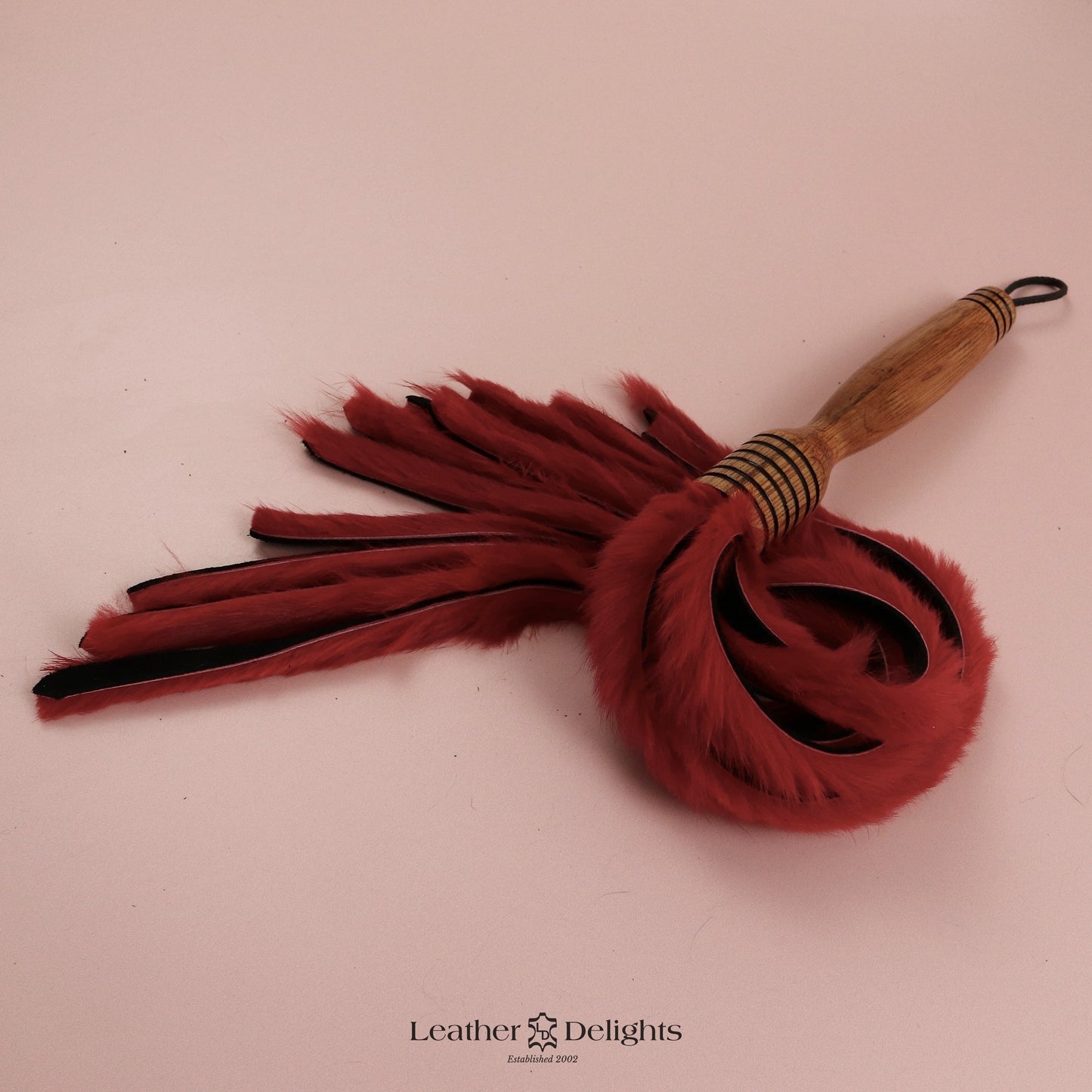 Red Rabbit Fur & Black Suede Flogger