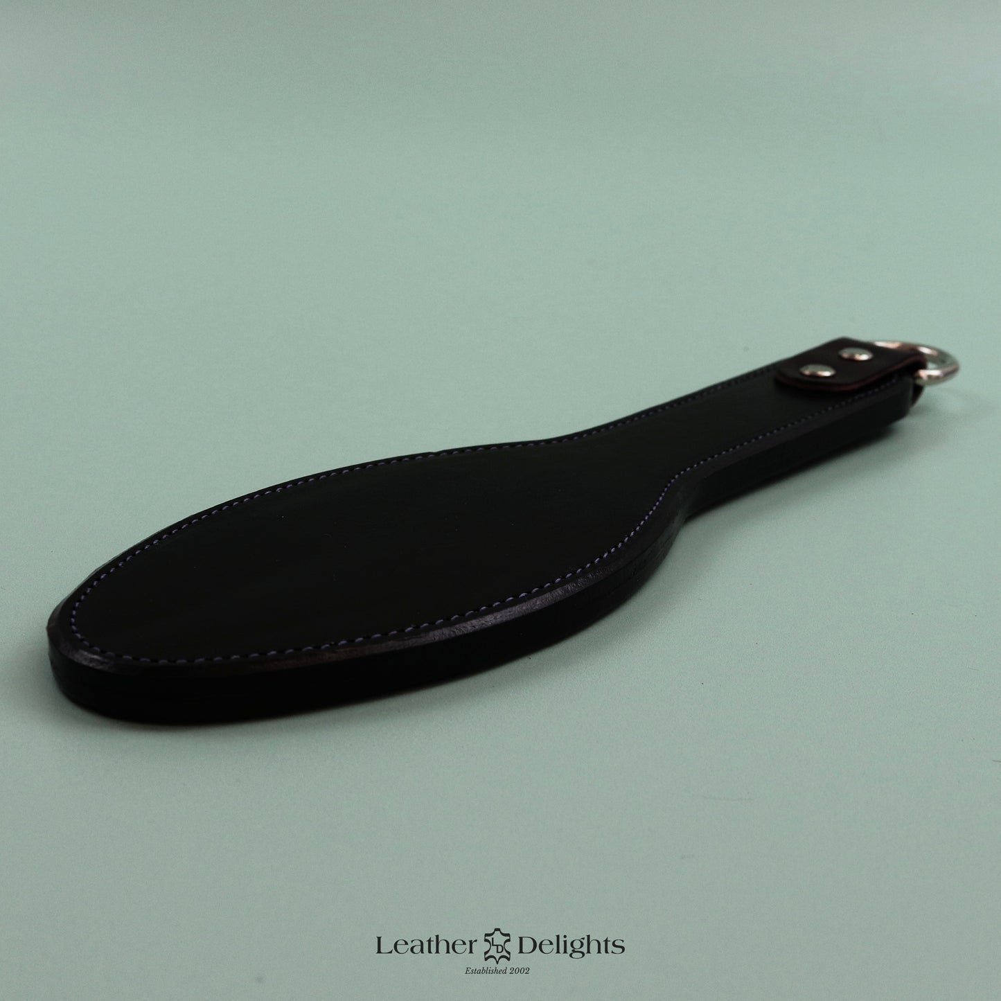 Shoe Sole - Oak Bark Tanned Leather with Purple Hanging Loop & Purple Stitching