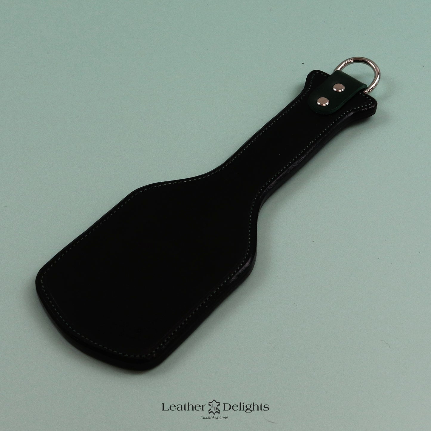 Intimidator - Oak Bark Tanned Leather with Green Hanging Loop & Green Stitching