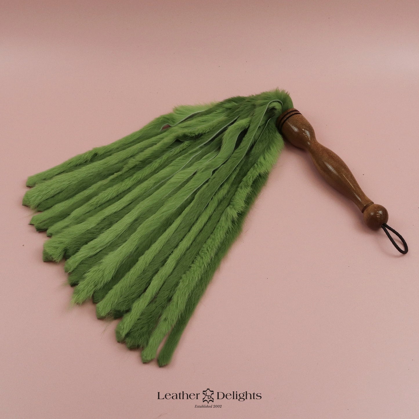 Two Tone Lime Green Rabbit Fur Flogger