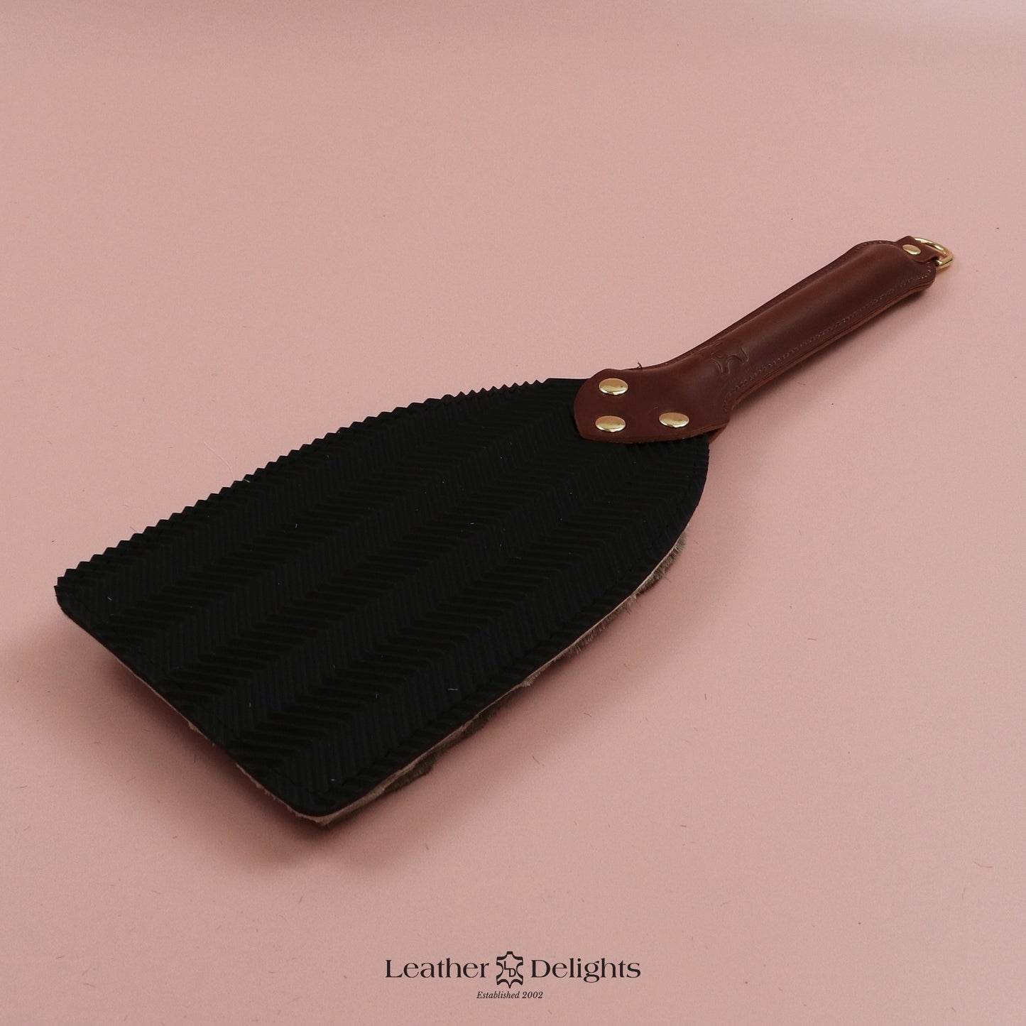 Booty Beater - Black Ripple Rubber & Hair on Hide Reindeer with Tan Handle and Brass Hardware