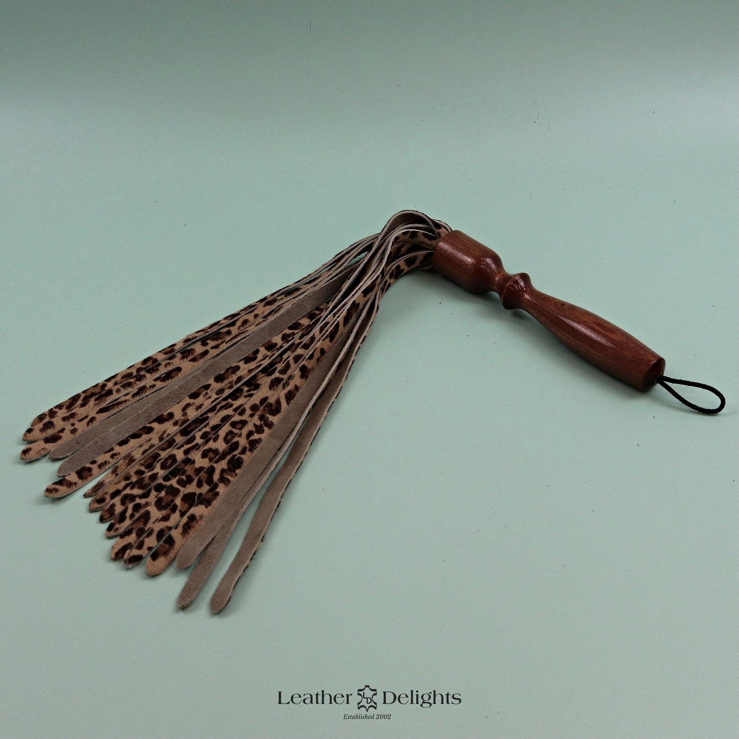 Leopard Print Hair On Hide Leather Flogger