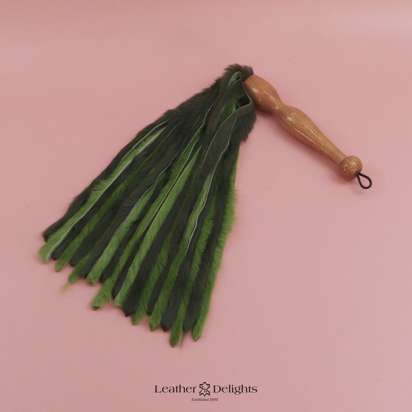 Forrest Green & Lime Green Rabbit Fur Flogger