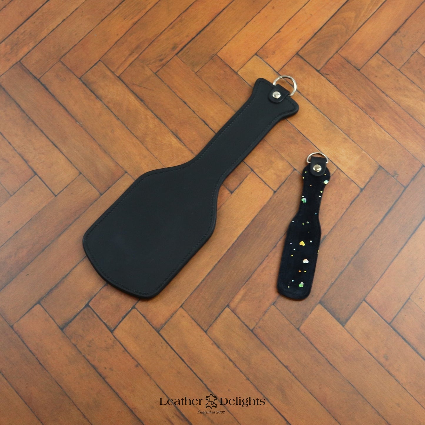 Intimidator Paddle - Black Leather with Sparkly Heart