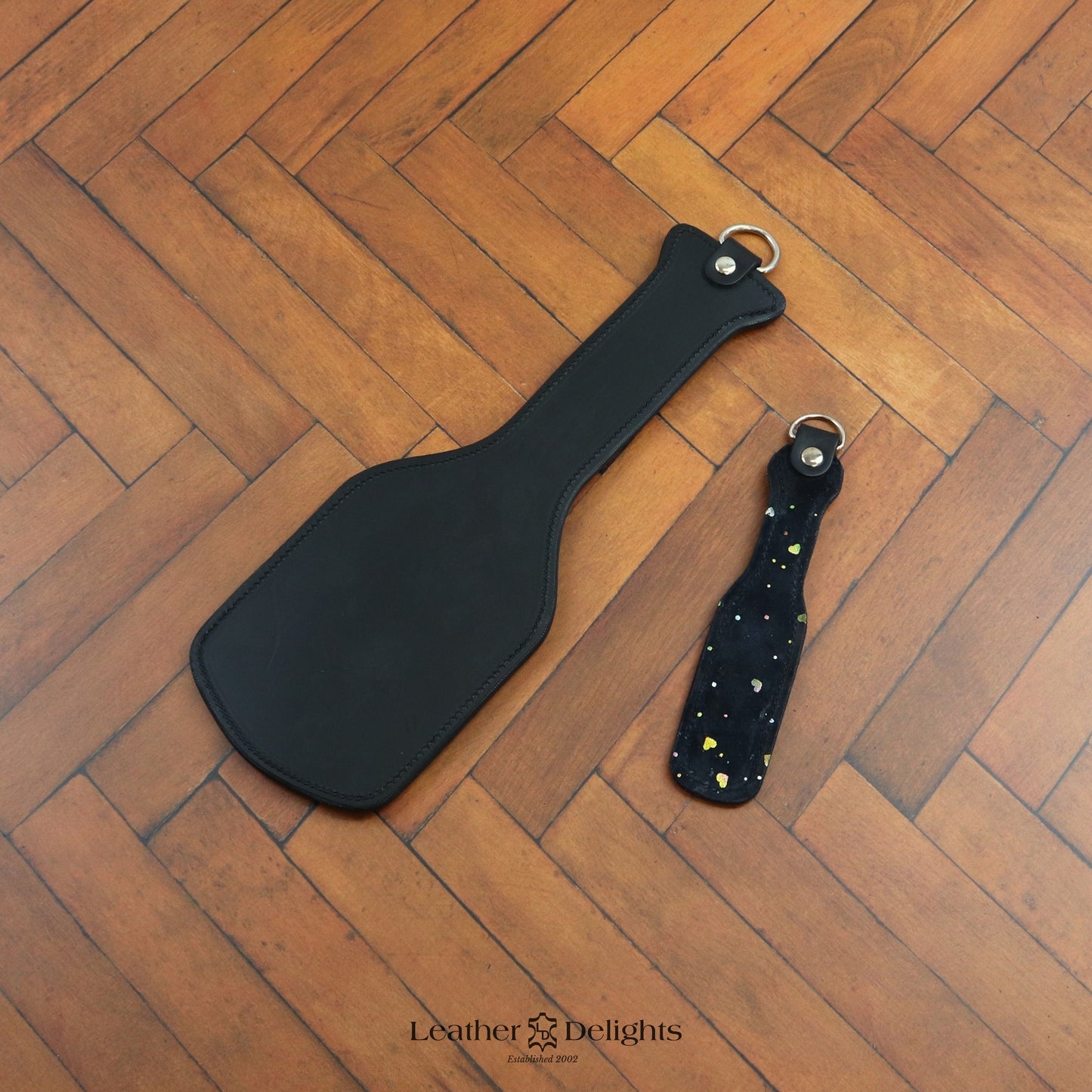 Intimidator Paddle - Black Leather with Sparkly Heart
