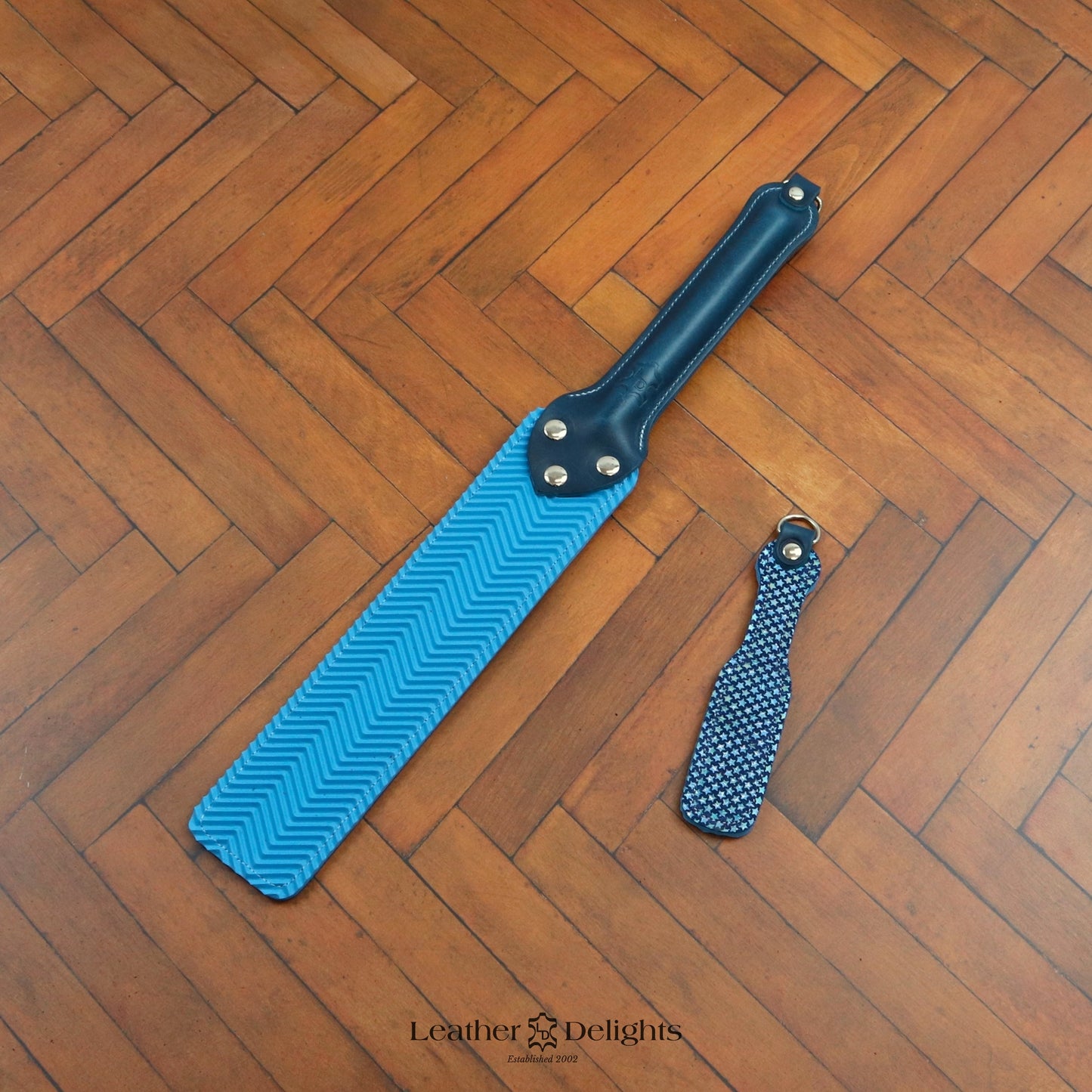 Punishment Paddle - Sparkly Blue Stars & Blue Ripple Rubber with a Blue Handle