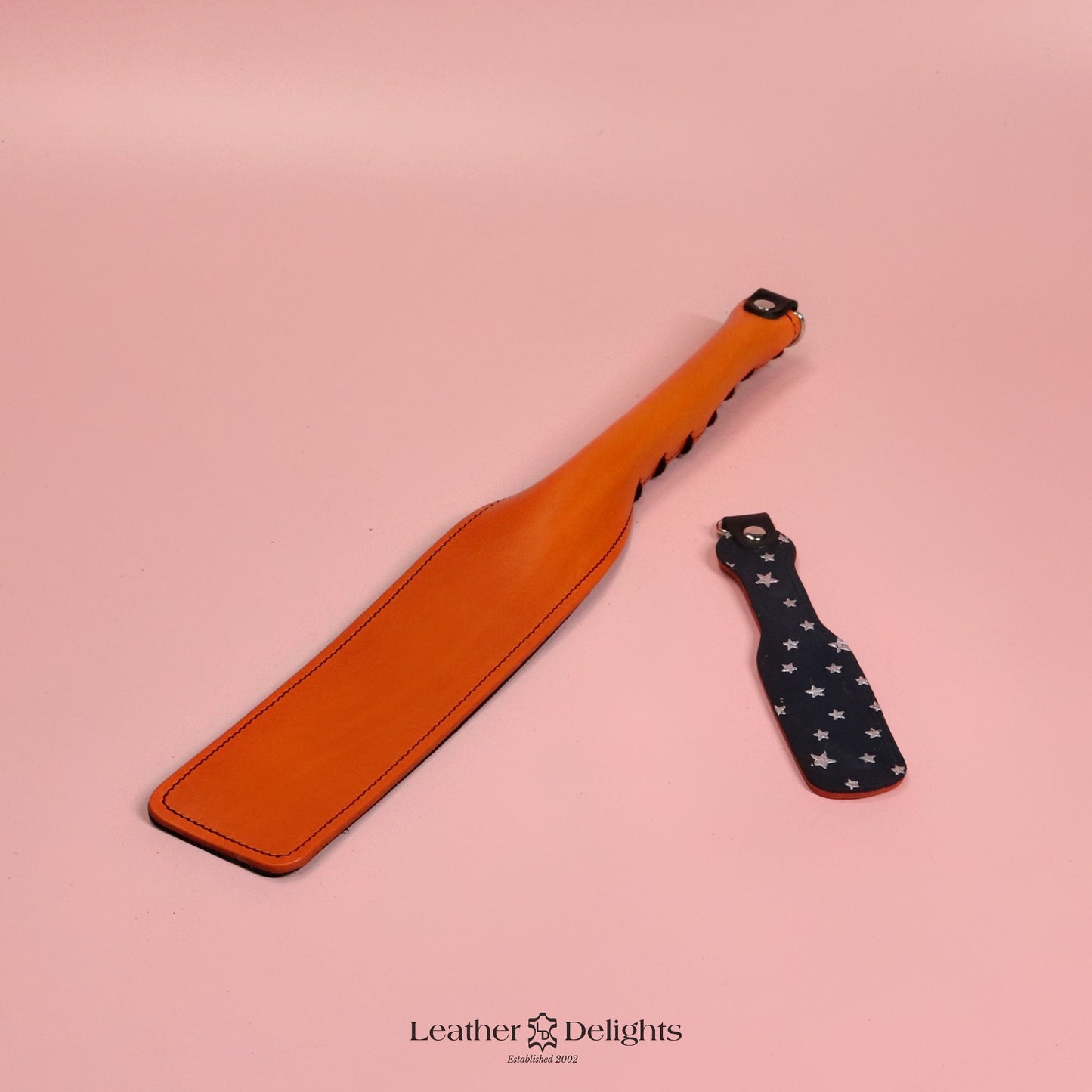 Double Cheek Slapper - Stars Suede & Orange Leather