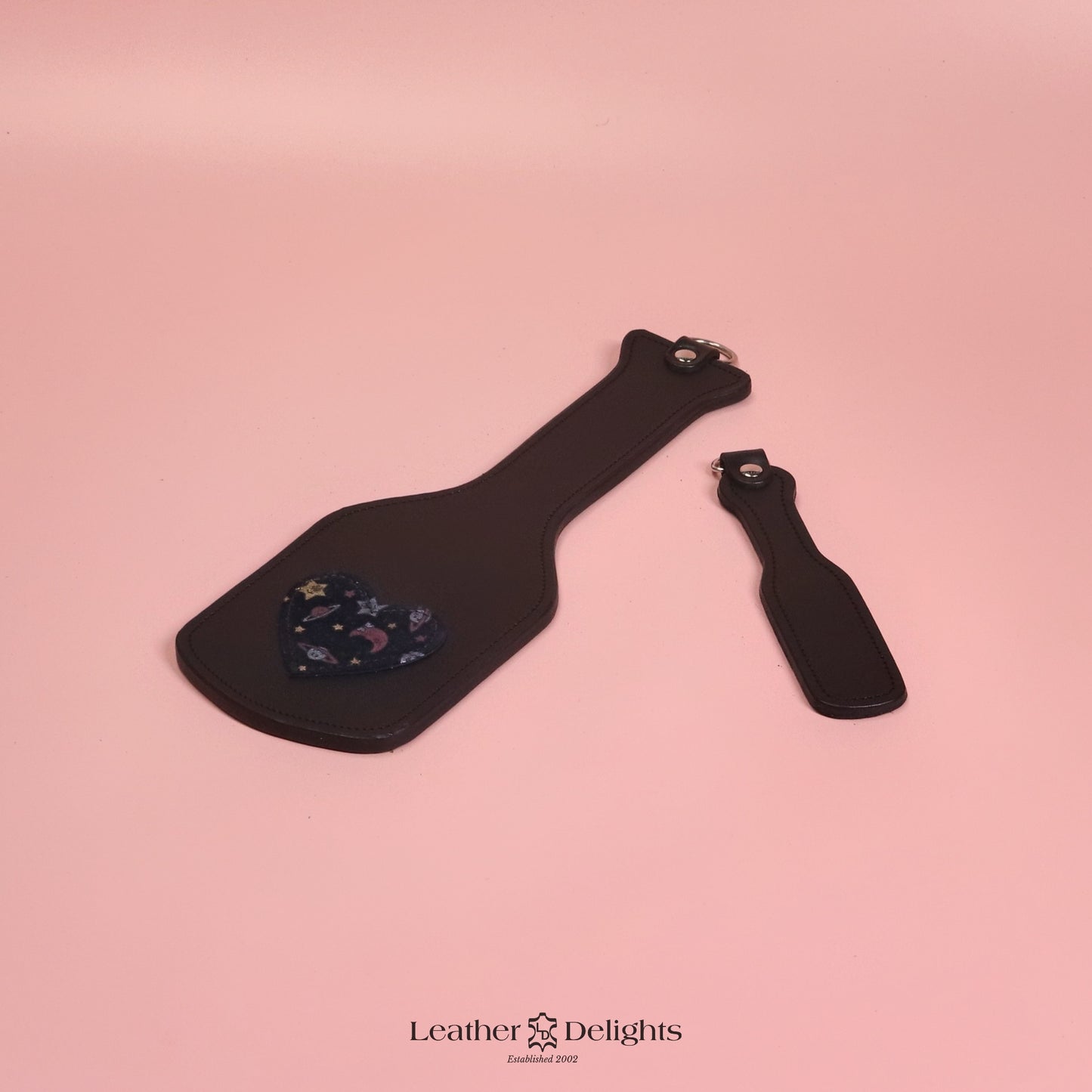 Intimidator Paddle - Black Leather with Moon & Stars