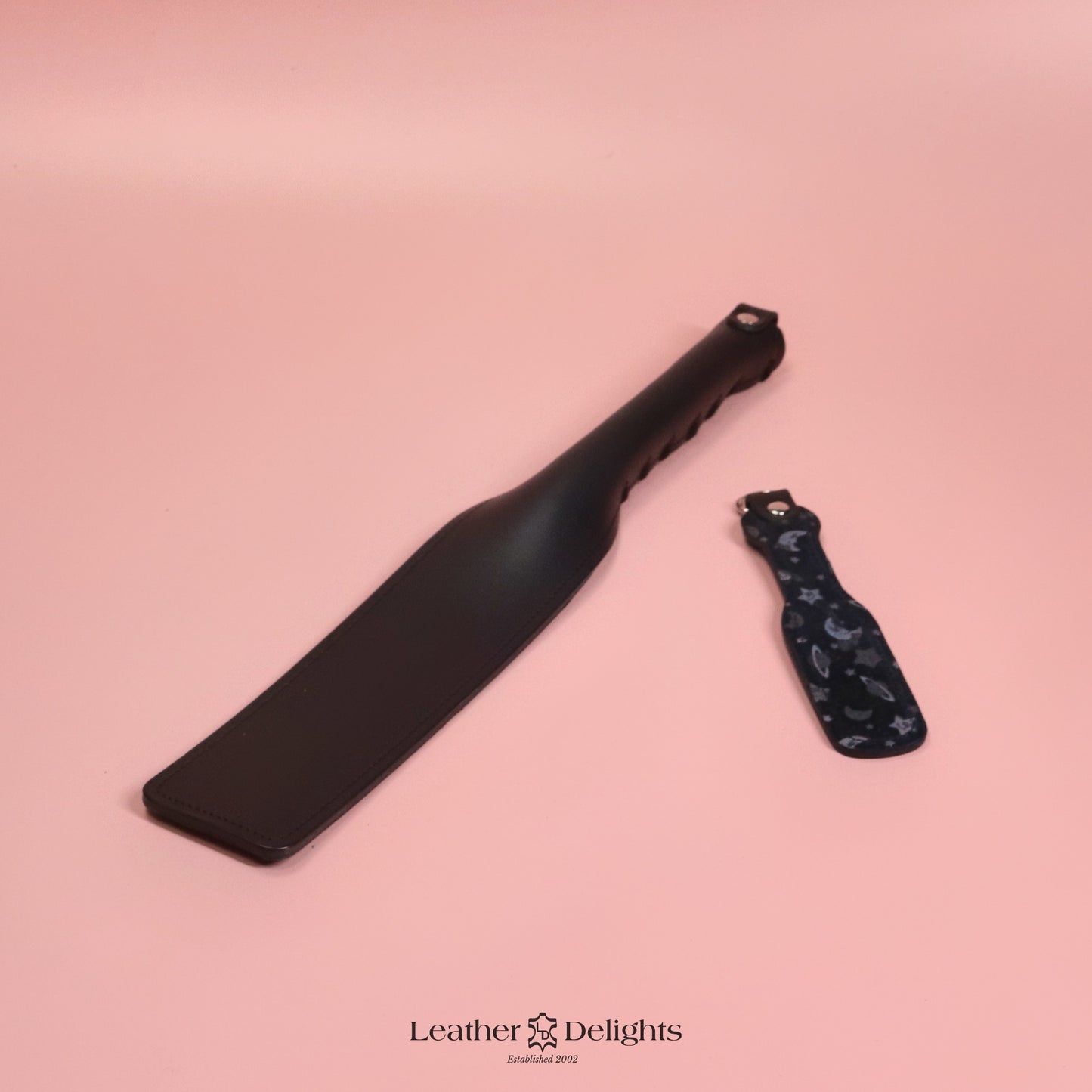 Double Cheek Slapper - Moon and Stars Suede & Black Leather