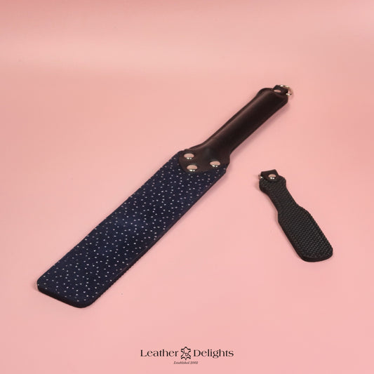 Punishment Paddle - Stars Suede & Black Dimpled Rubber