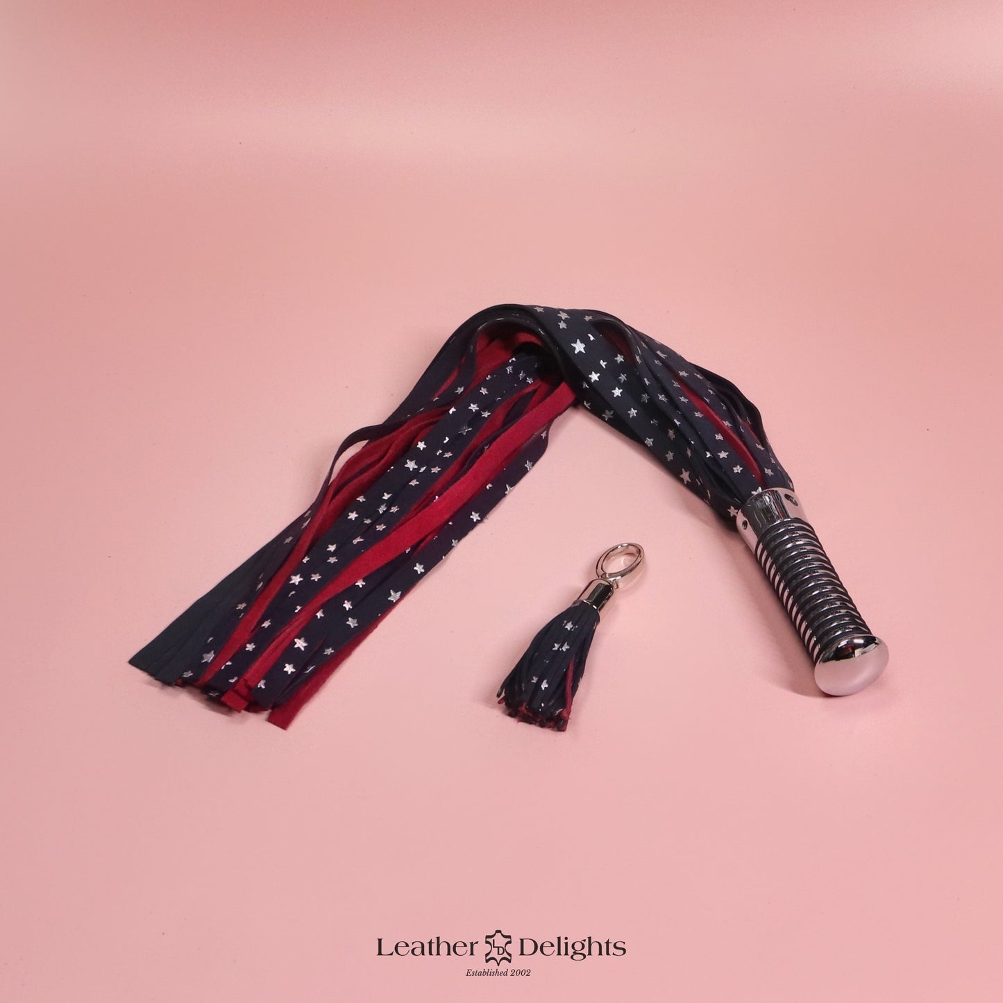 Torture Chamber Flogger - Stars & Dusty Red Suede