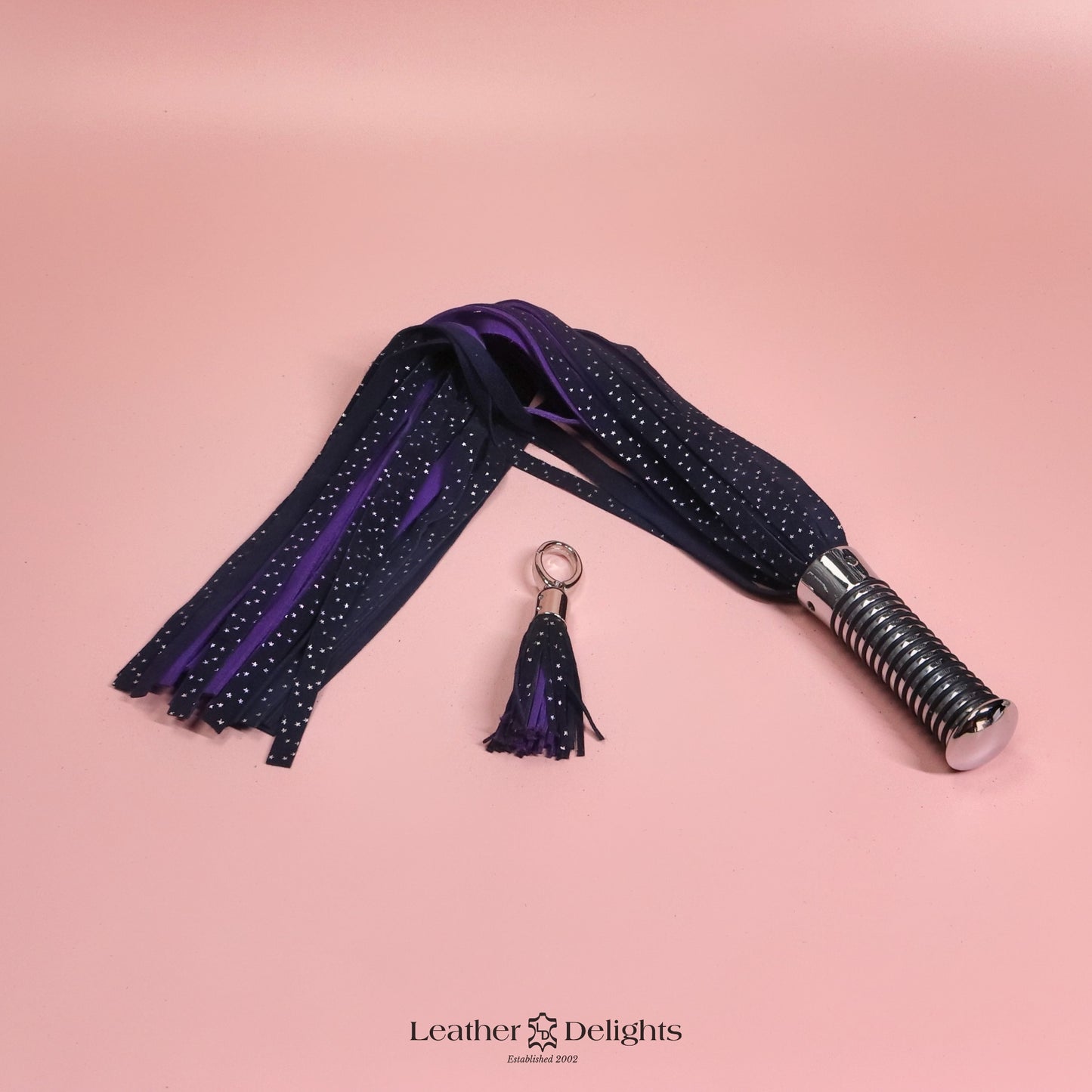 Torture Chamber Flogger - Stars & Purple Suede