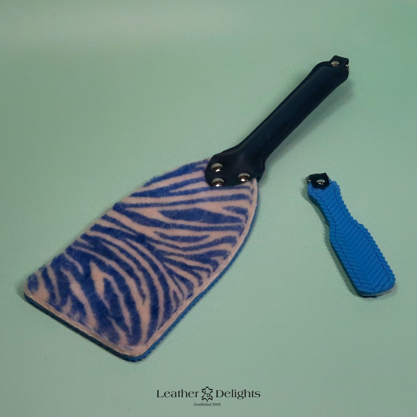 Booty Beater - Blue Zebra Print Sheepskin & Blue Ripple Rubber