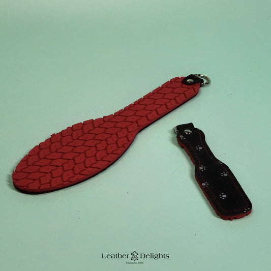 Shoe Sole Paddle - Paw Print Suede & Red Tyre Tread Rubber