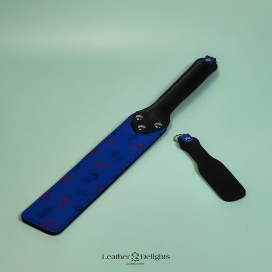 Punishment Paddle - Blue Robot Leather & Black Leather