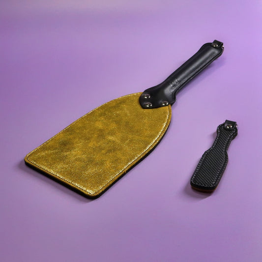 Booty Beater - Metallic Yellow Suede & Black Dimpled Rubber