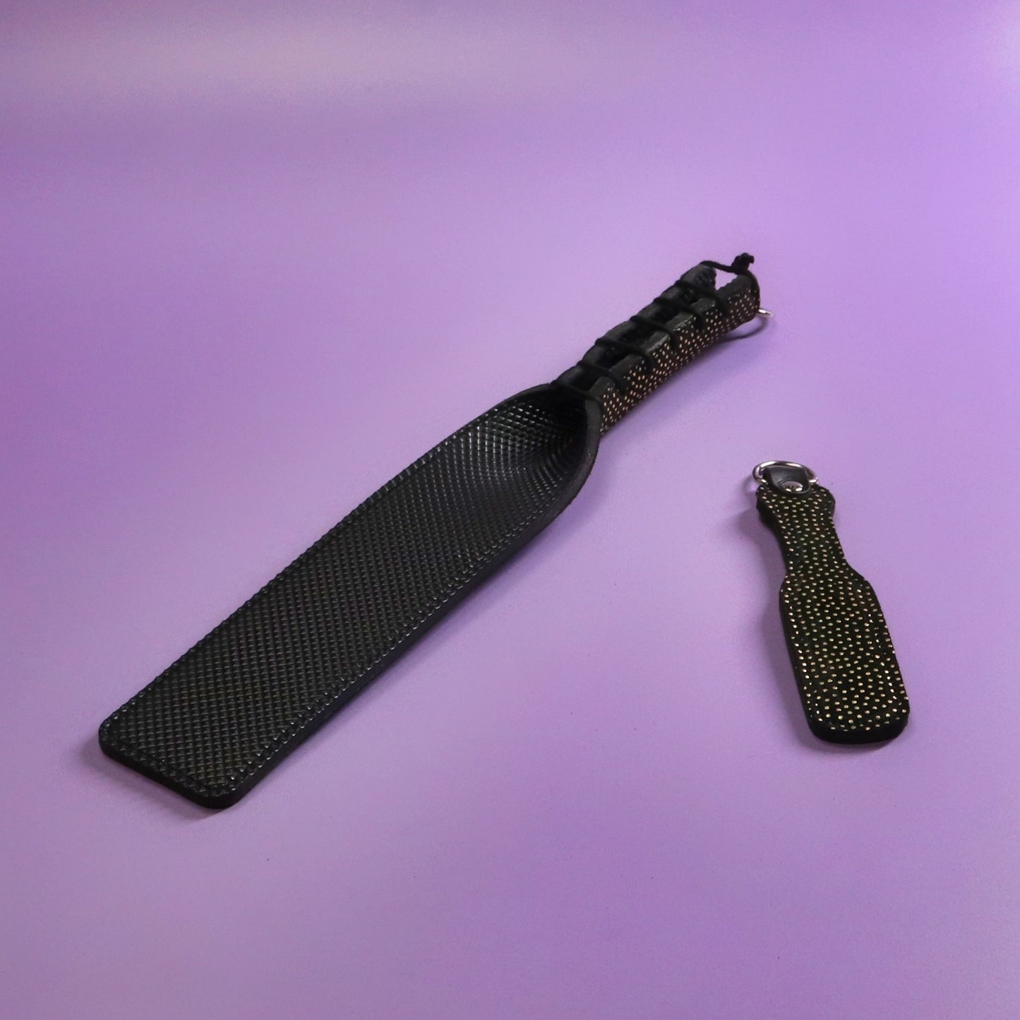 Double Cheek Slapper - Black and Gold Suede & Black Dimpled Rubber