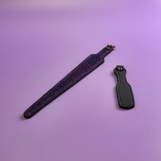 Needle - Metallic Purple Flower Pattered Suede & Black Dimpled Rubber