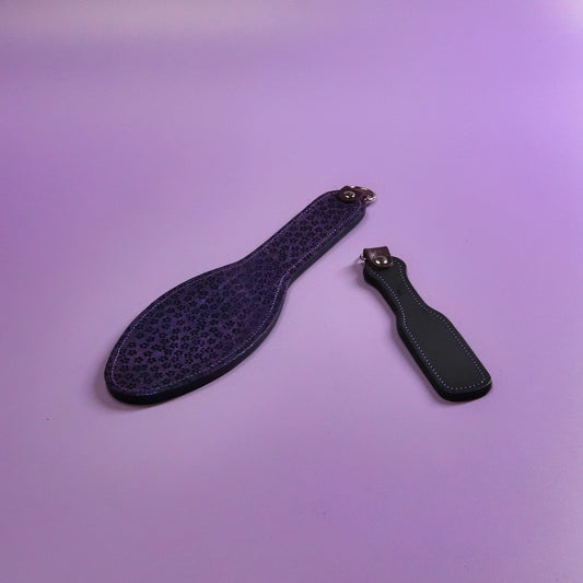 Shoe Sole - Metallic Purple Flower Patterned Suede & Black Leather