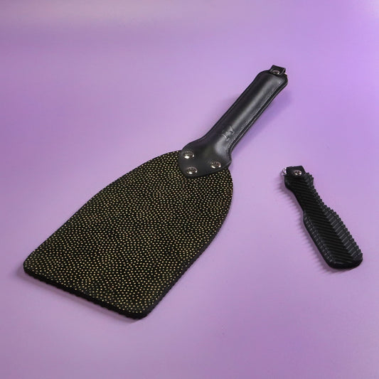 Booty Beater - Black and Gold Suede & Black Ripple Rubber