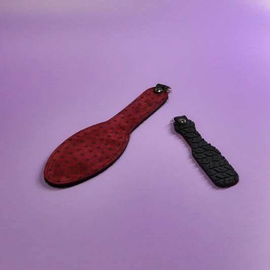 Shoe Sole - Red with Black Snowflake Suede & Black Tyre Tread Rubber