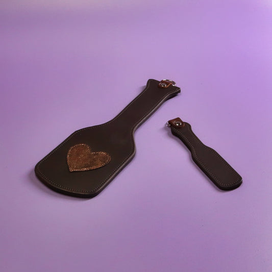 Intimidator Paddle - Metallic Bronze Leather & Brown Leather