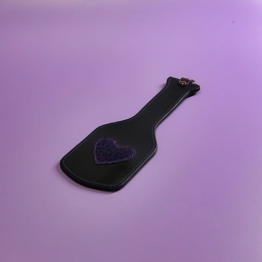 Intimidator Paddle - Metallic Purple Flower Patterned Suede & Black Leather