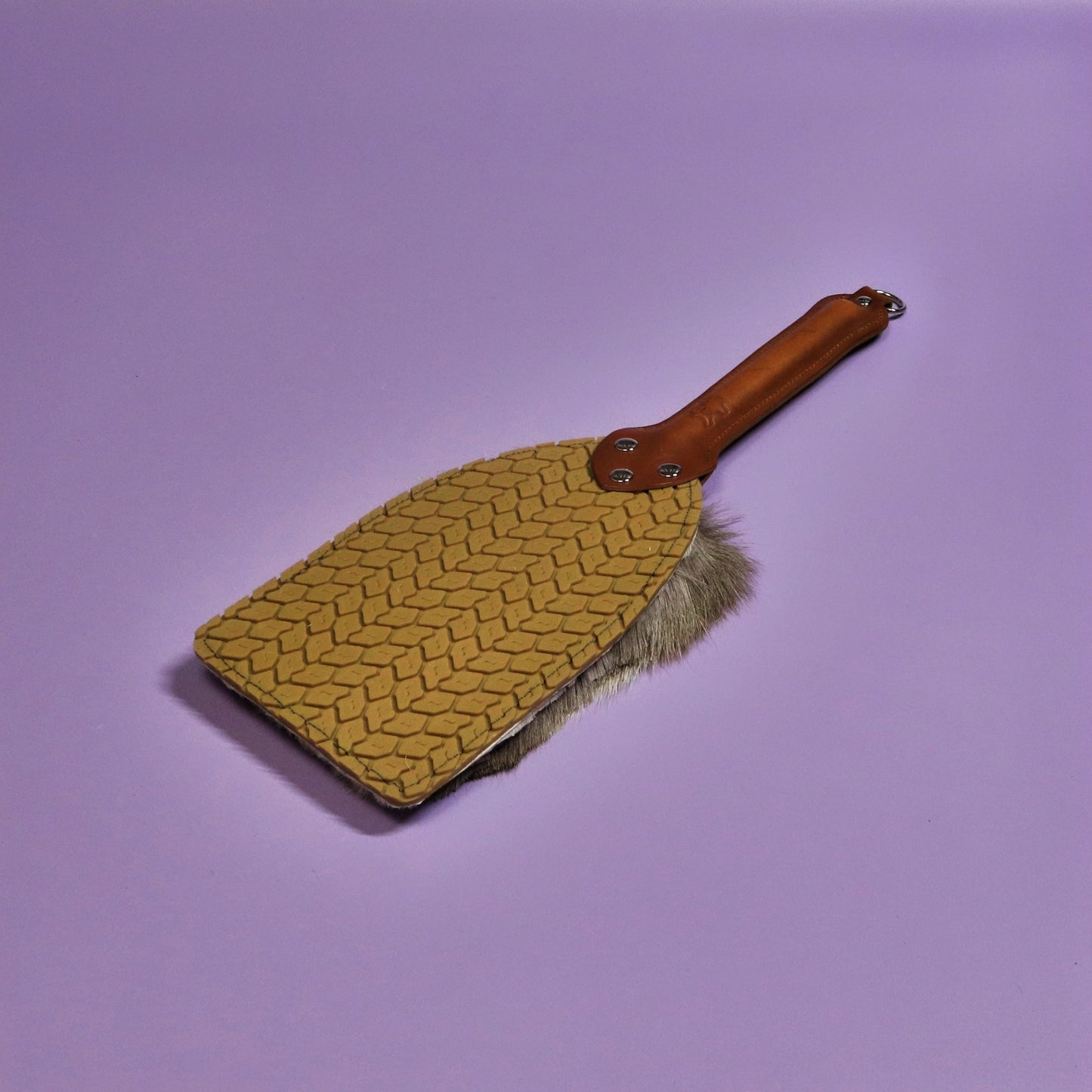 Booty Beater - Beige Tyre Tread Rubber & Hair on Hide Reindeer with Tan Leather Handle