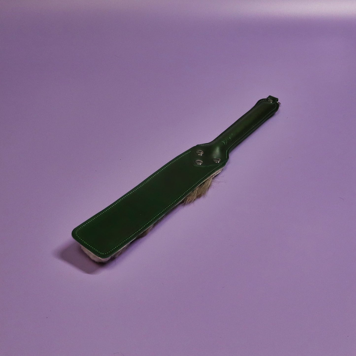 Punishment Paddle - Green Italian Leather & Hair on Hide Reindeer