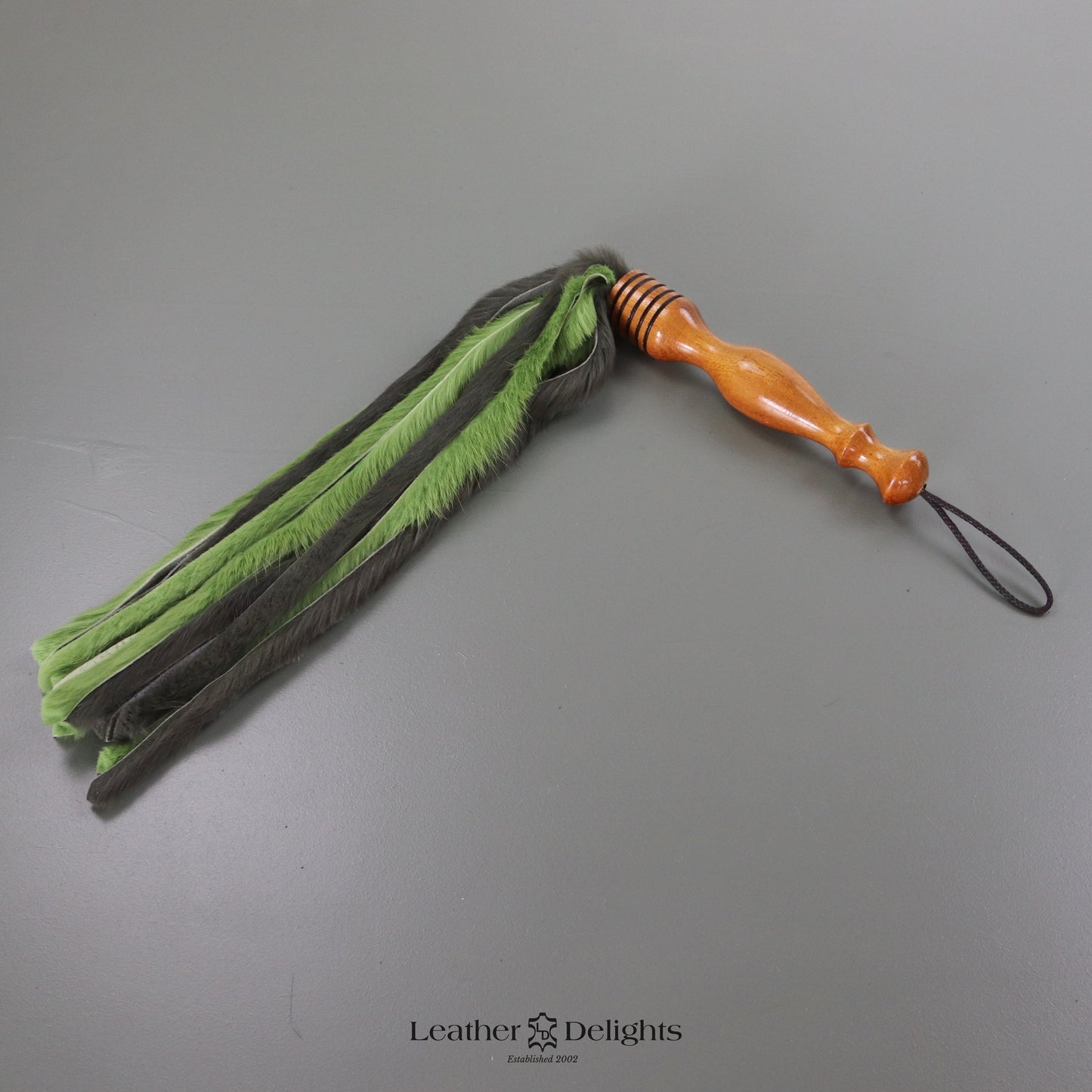 Two Tone Green Rabbit Fur Flogger