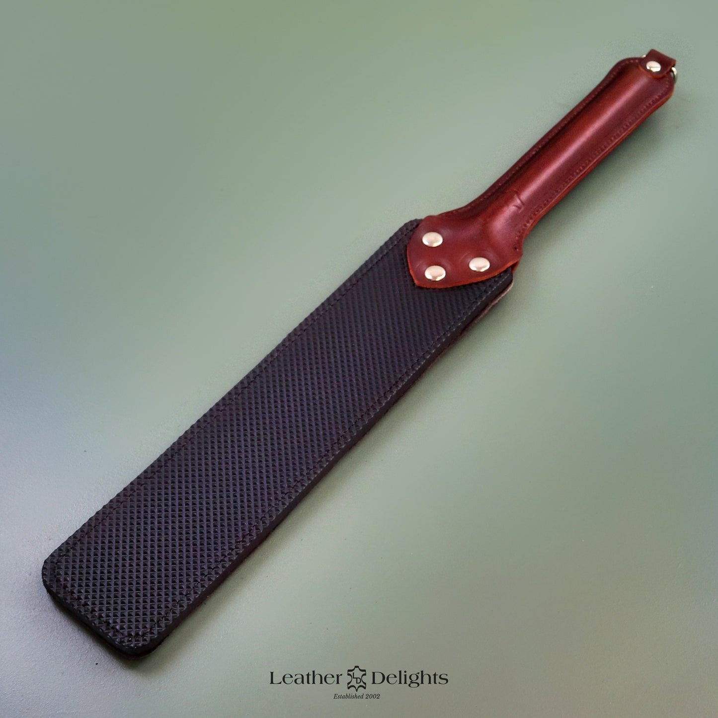 Punishment Paddle - Soft Brown Buffalo Leather & Dimpled Rubber