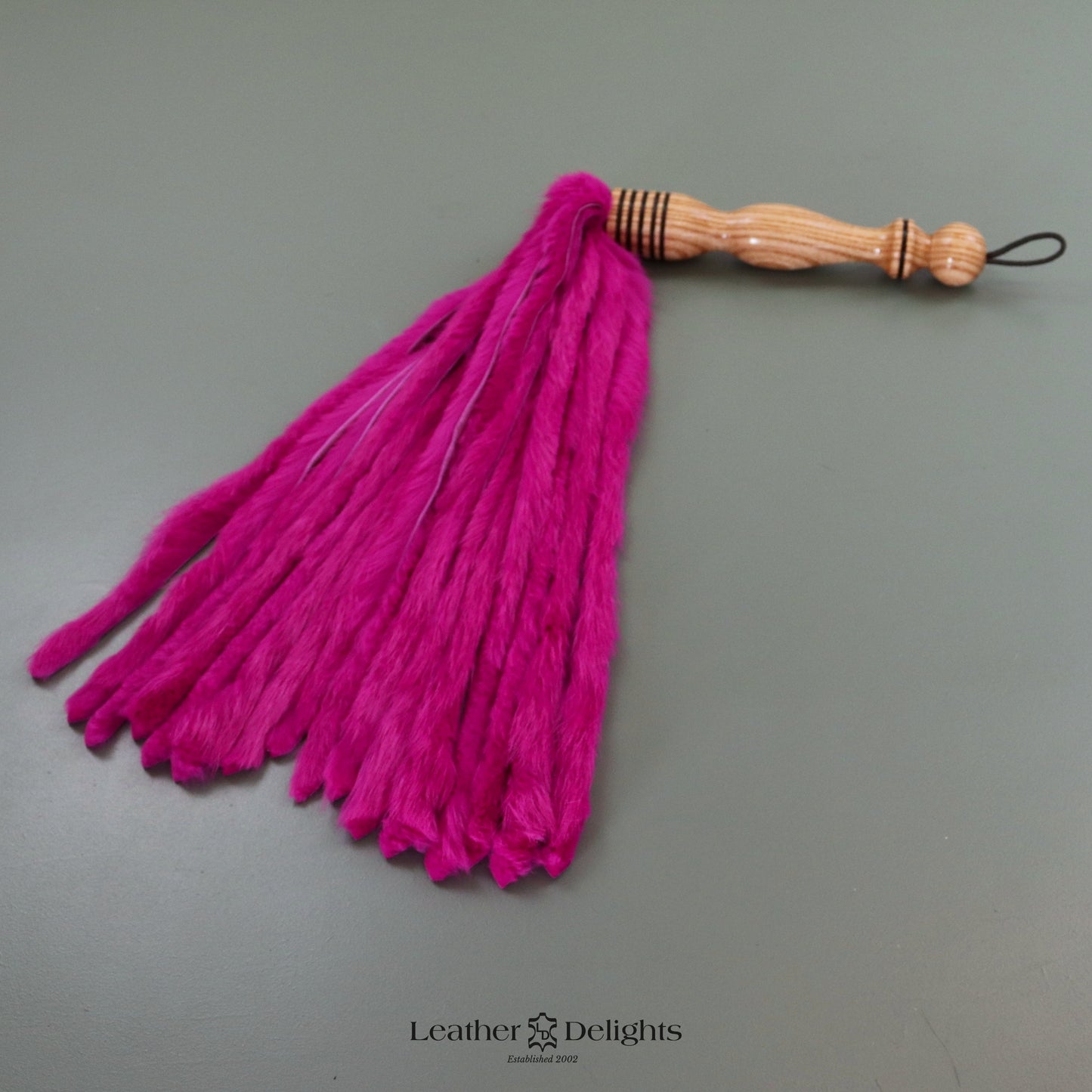 Bright Pink Rabbit Fur Flogger