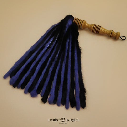 Black & Violet Rabbit Fur Flogger