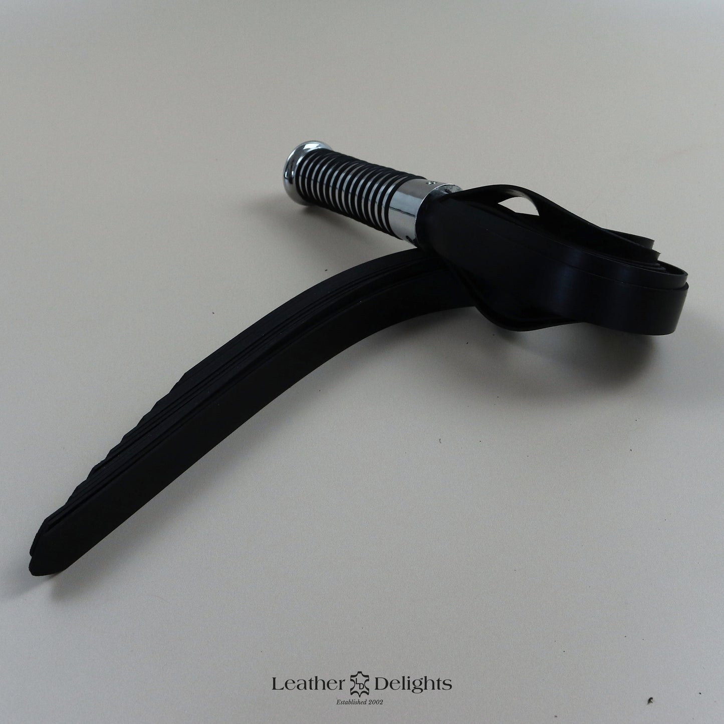 Rubber Flogger with Silver Handle