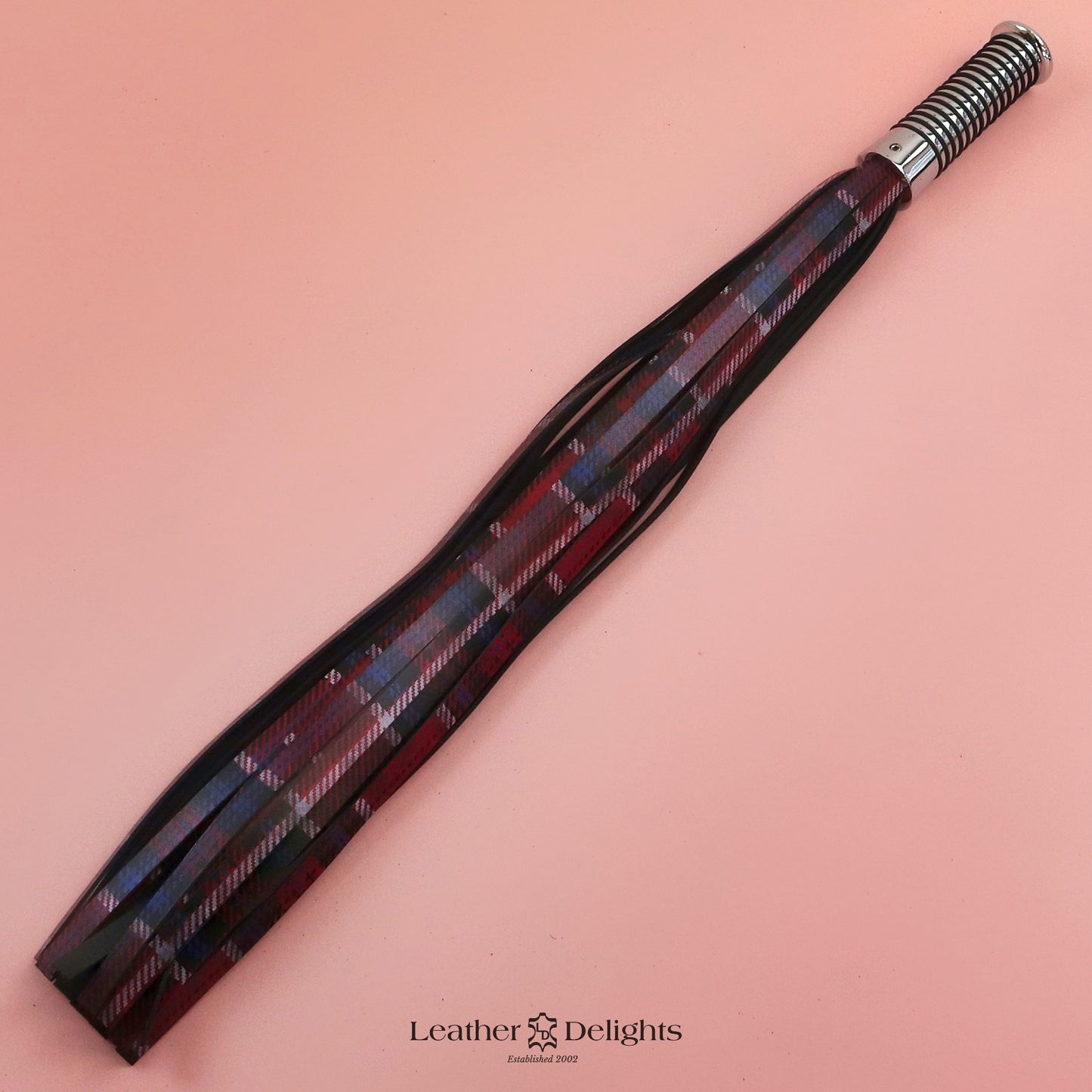 Tartan Leather Flogger with Silver Handle