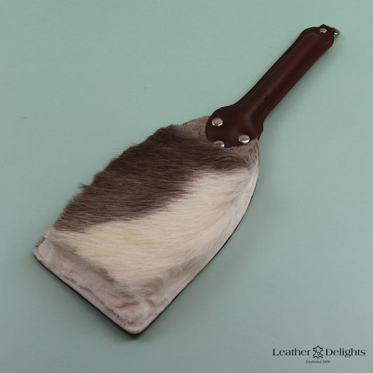 Booty Beater - Brown Leather & Hair on Hide Reindeer with a Tan Handle