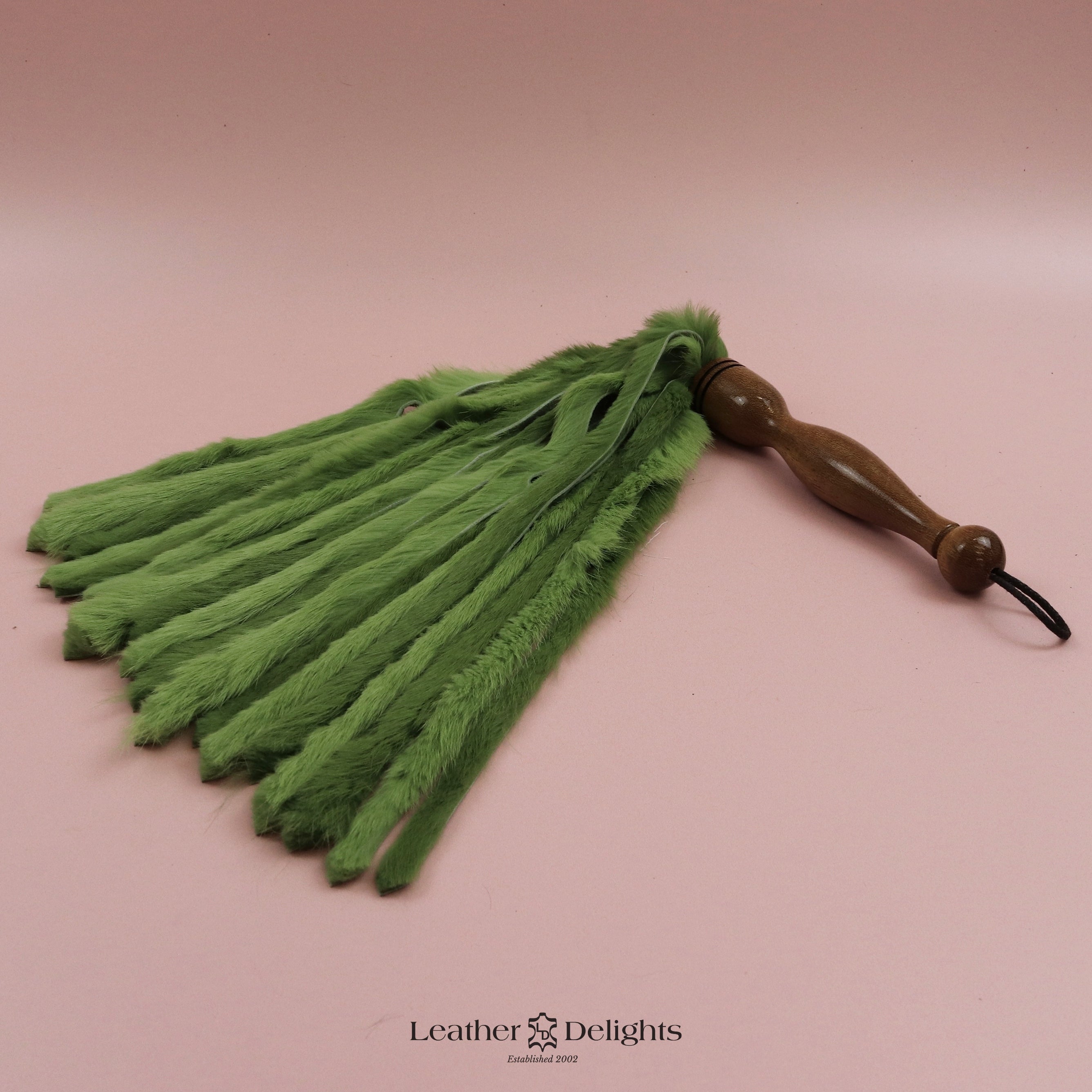 Lime Green Rabbit Two Tone Lime Green Rabbit Fur Flogger – Leather Delights